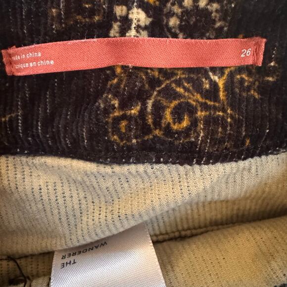Anthropologie Pilcro The Wanderer Corduroy Pants Black Floral Size 26 - Picture 15 of 16